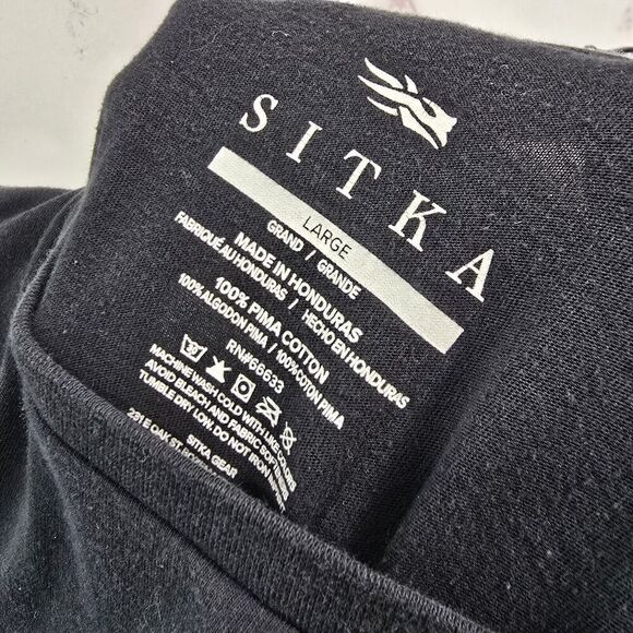 Sitka T Shirt Mens Large Black Tee Short Sleeve Crew Neck Gray Logo - Picture 3 of 10